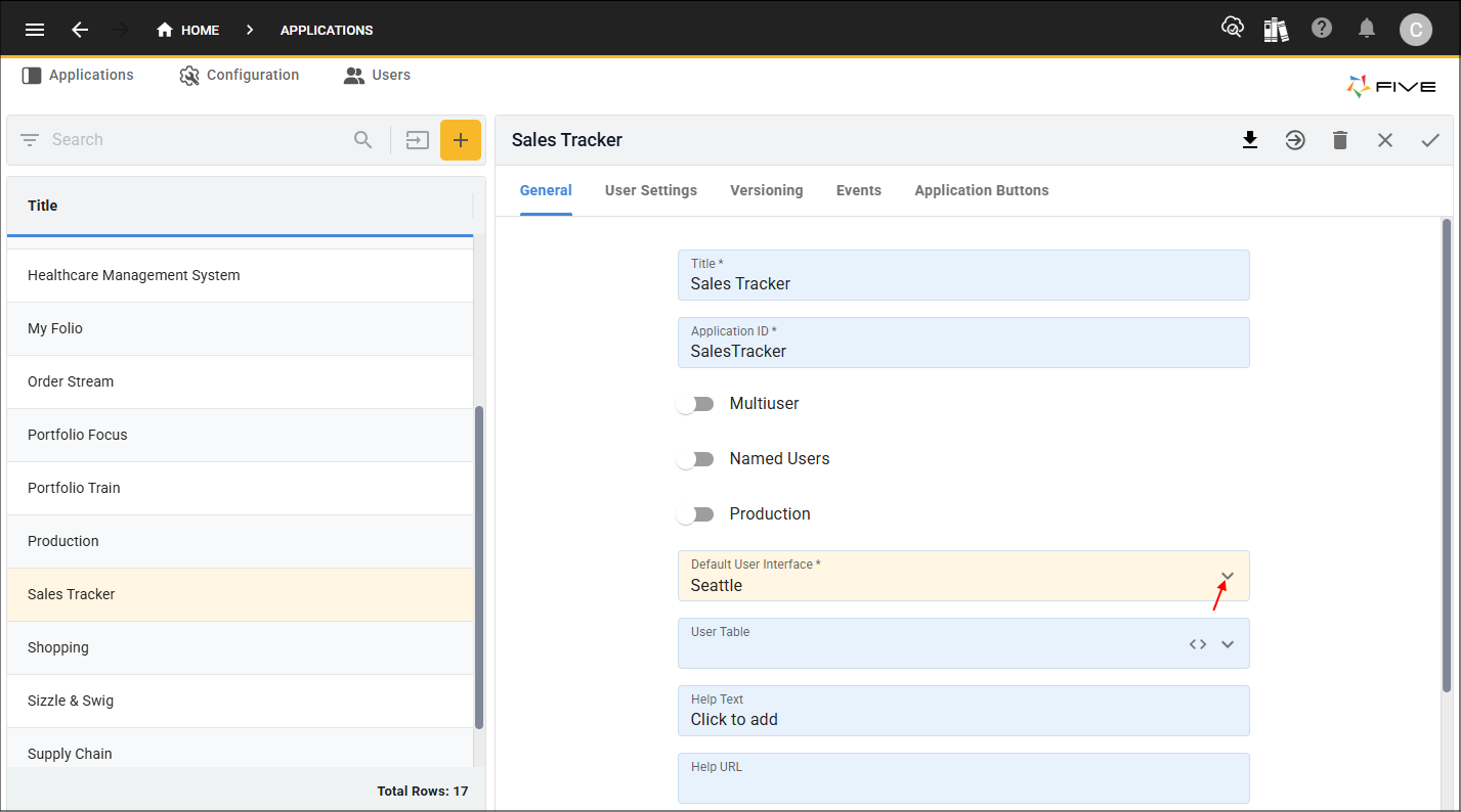 Default User Interface field