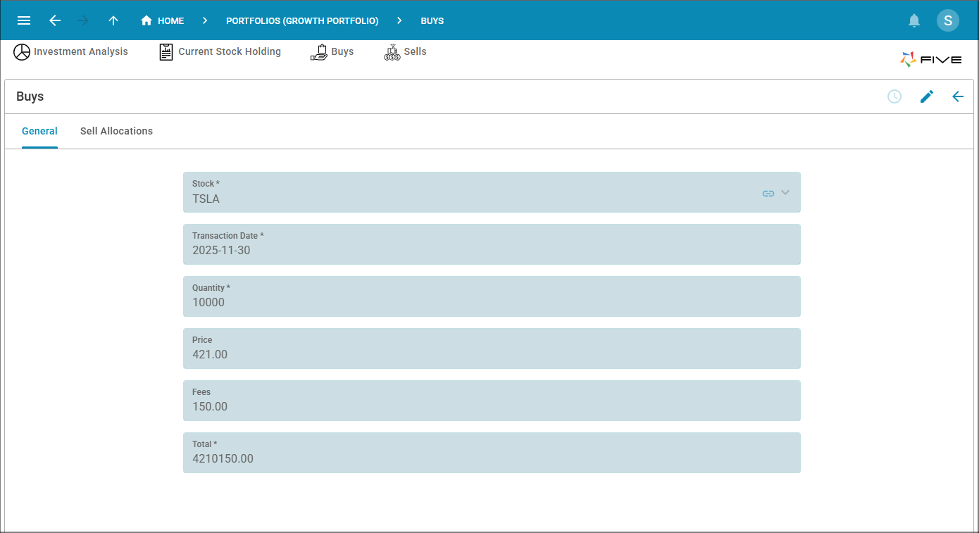 Seattle user interface - form view