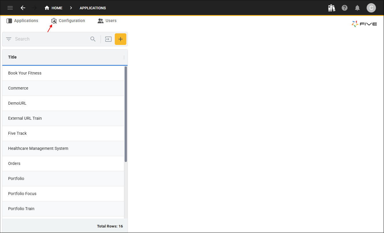 Configuration menu item