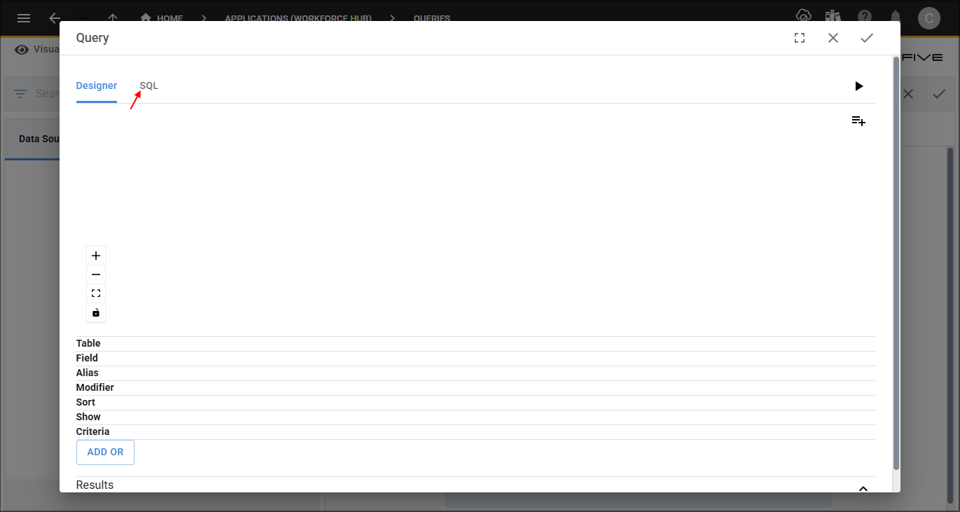 SQL tab