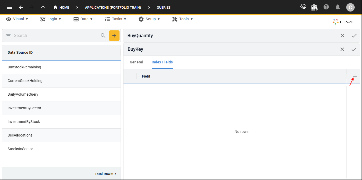 Add Index Fields button