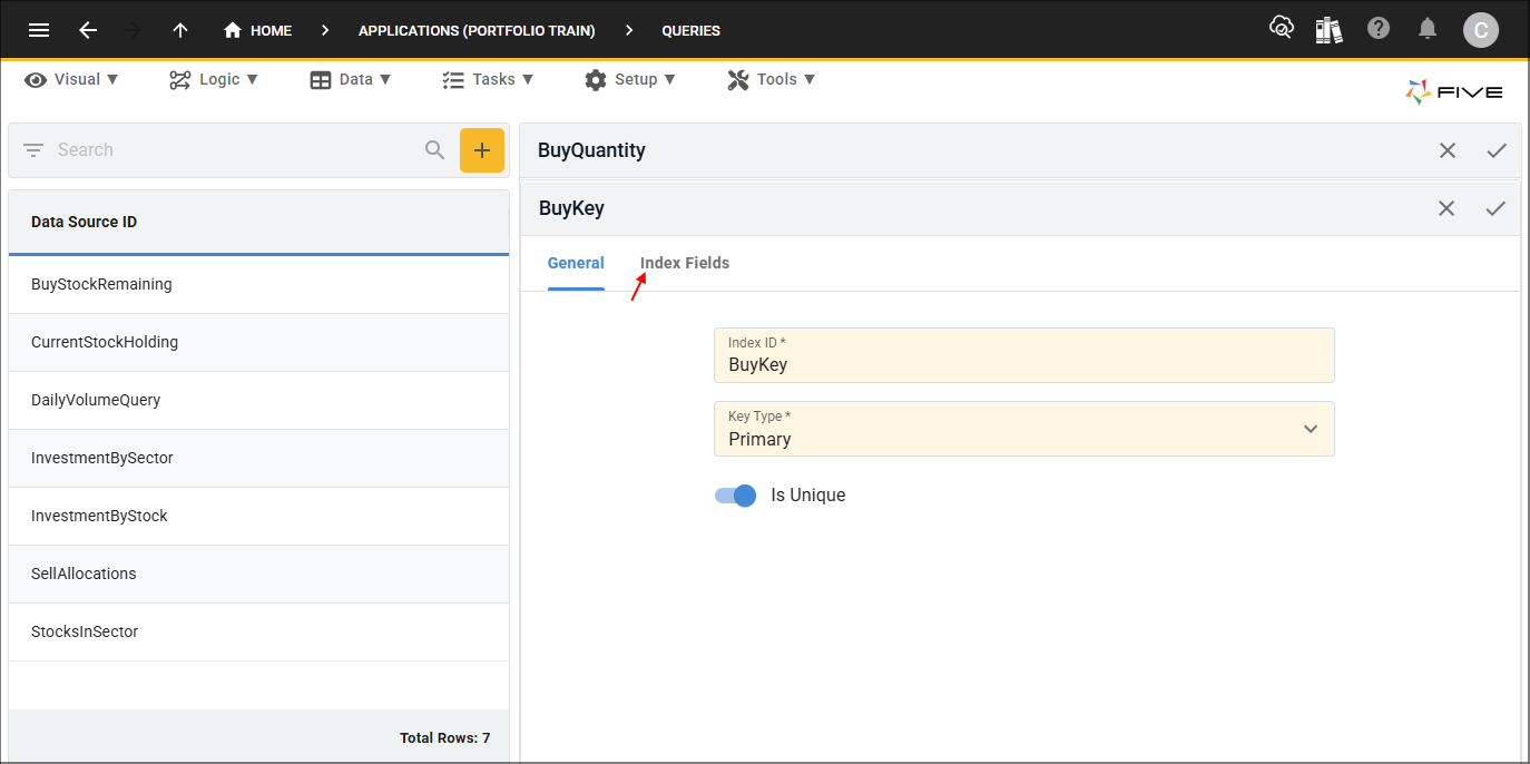 Index Fields tab