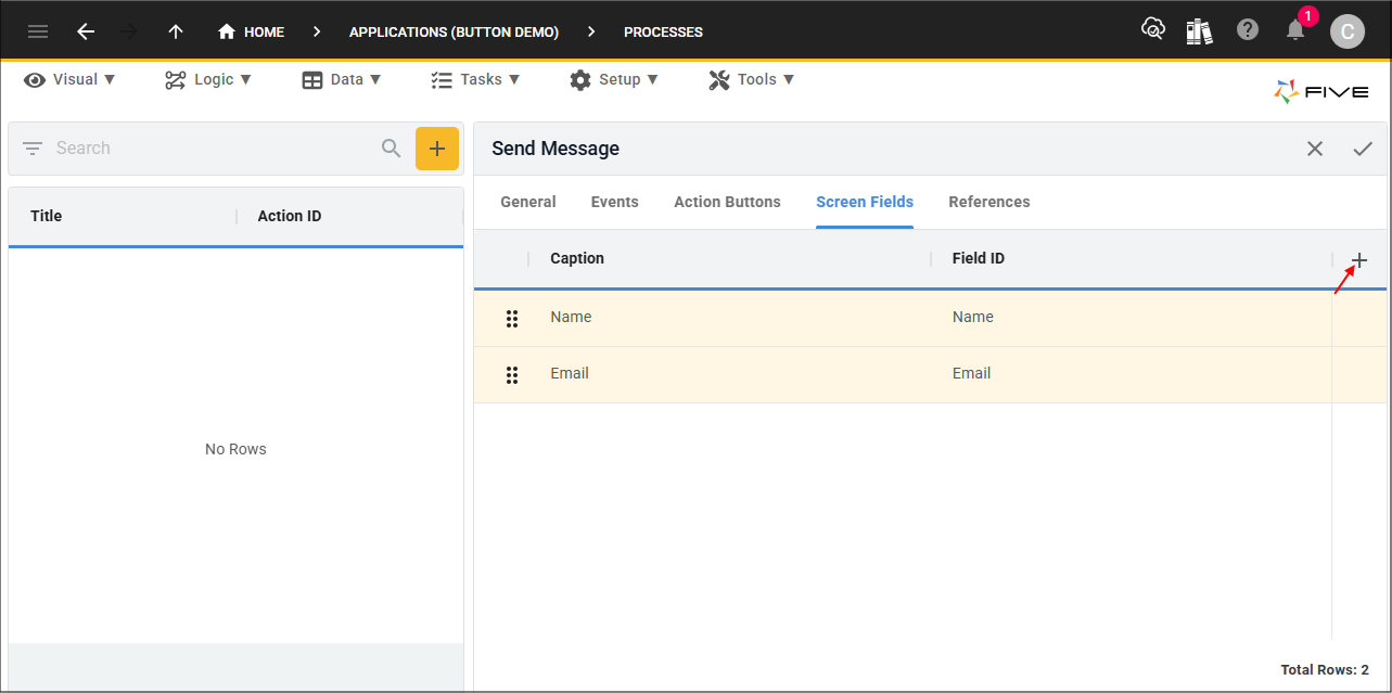Add Screen Fields button