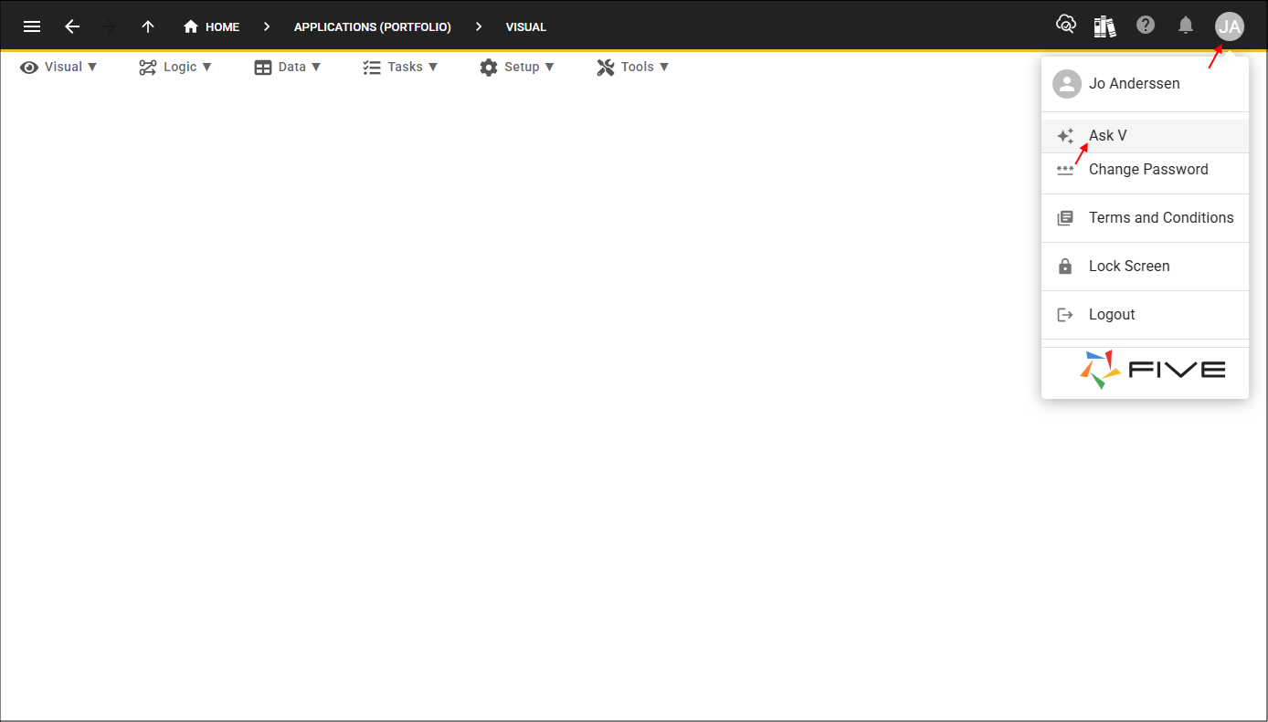 Profile menu