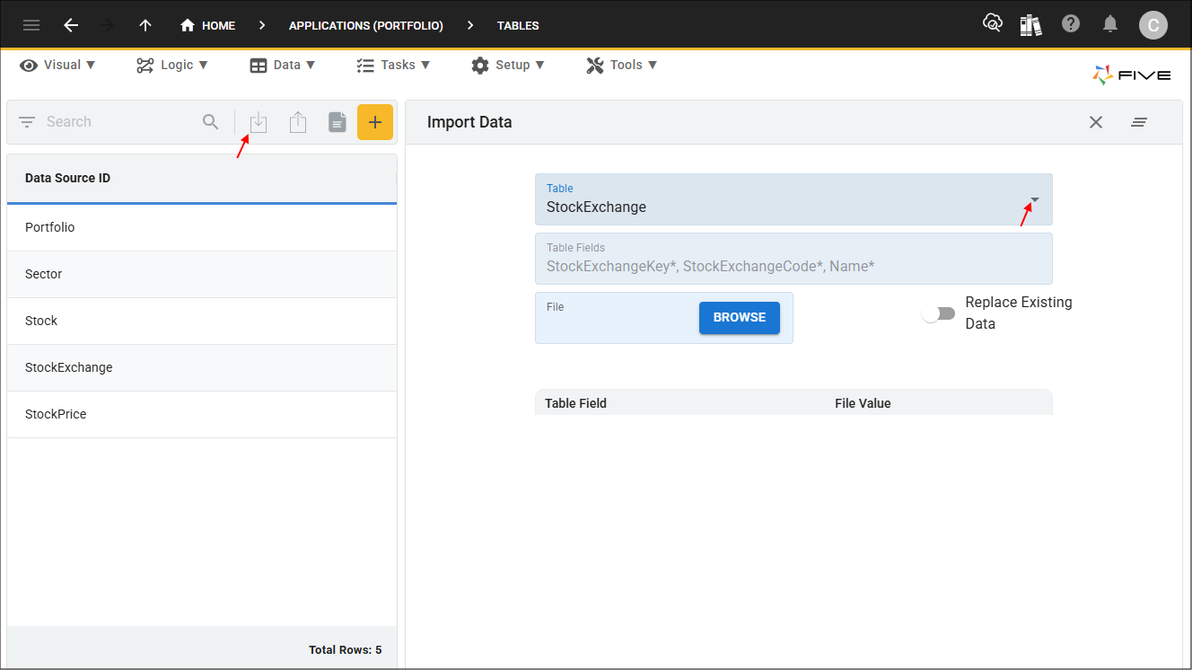 Import CSV into StockExchange table