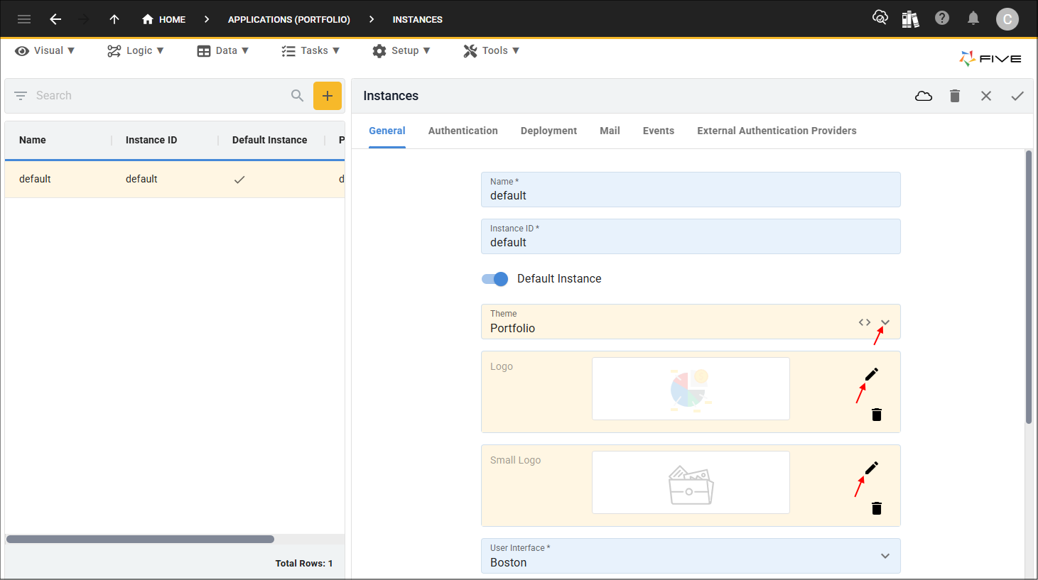 Edit default Instance