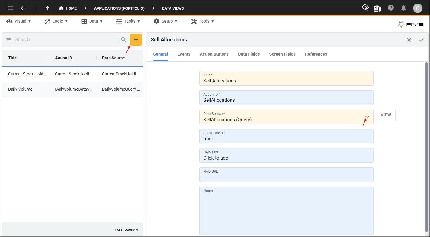 Add Sell Allocations Data View