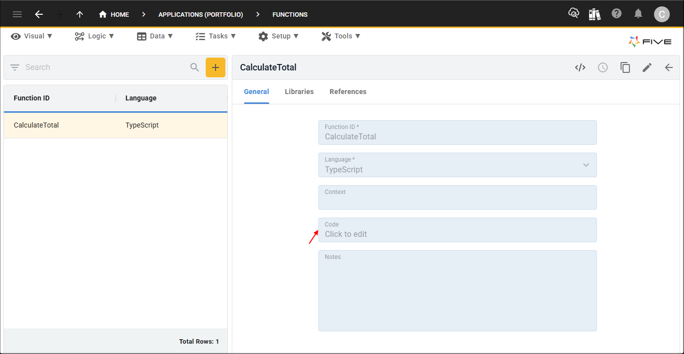 CalculateTotal function record