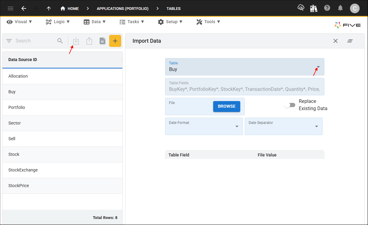 Import CSV into Buy table