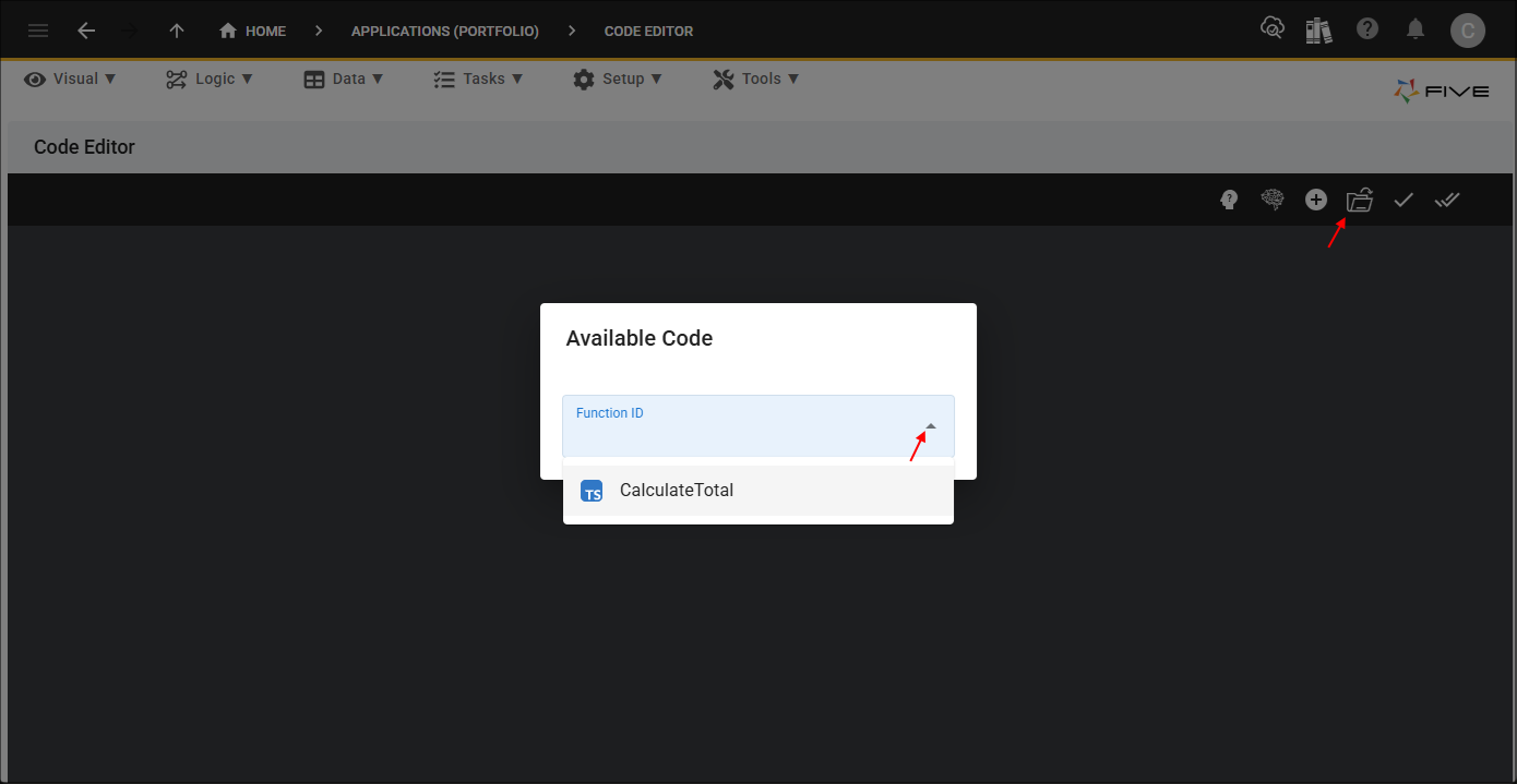 Open Existing Function button