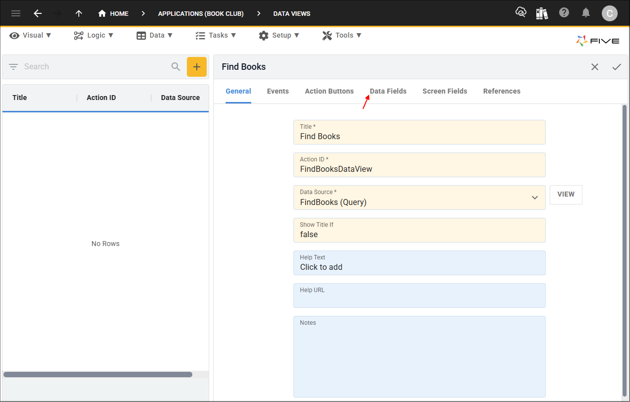 Data Fields tab