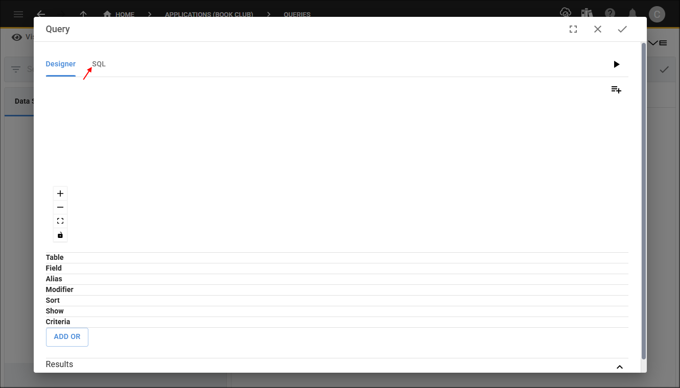 SQL tab