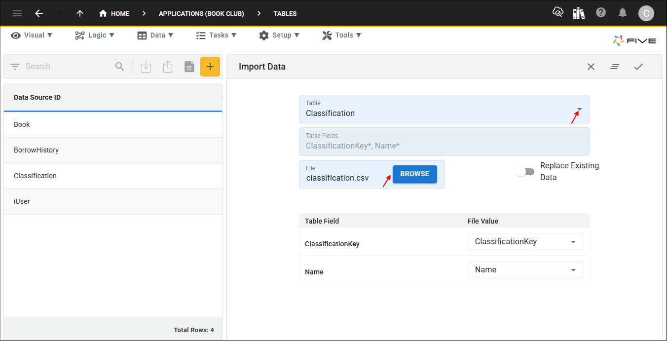 Import classification.csv