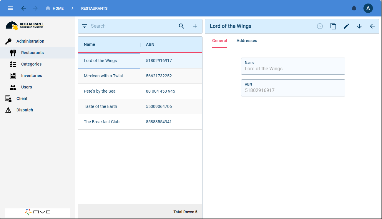 Record list in Boston user interface