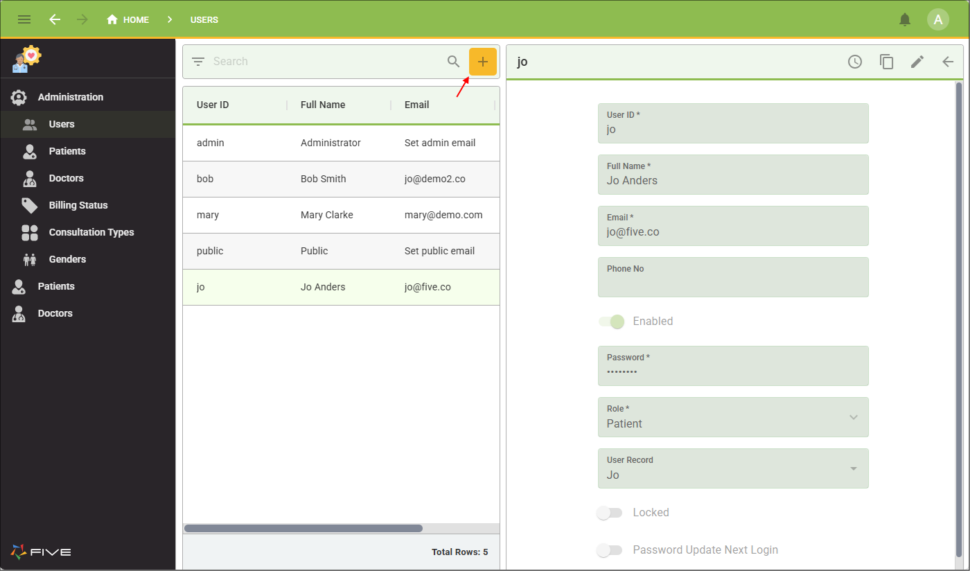 Users form
