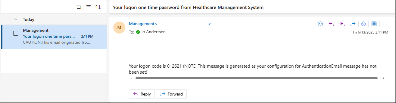 Authentication Email template not configured