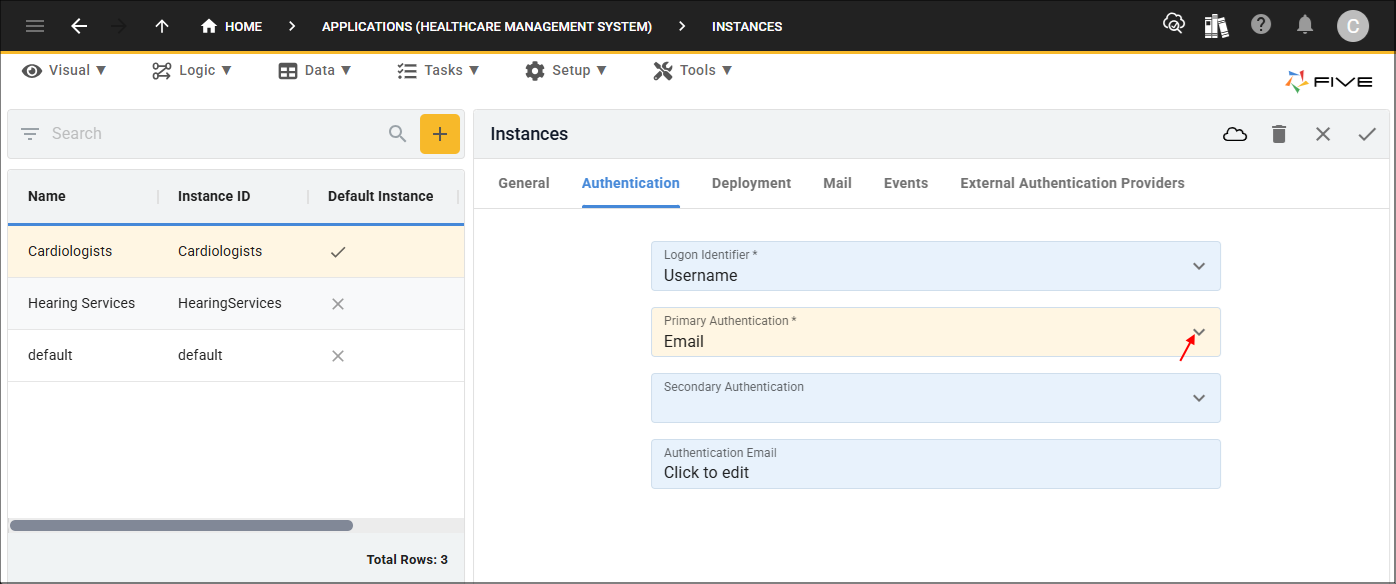 Primary Authentication field