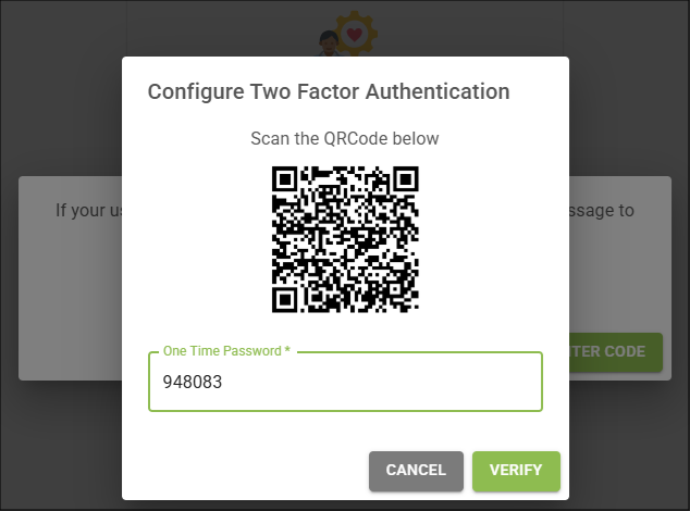 onfigure Two Factor Authentication window