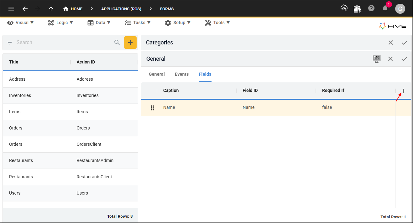 Add Fields button