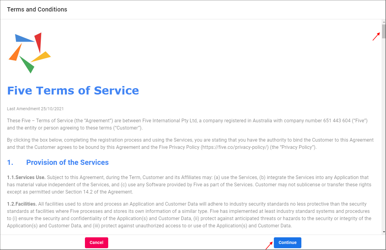 Five's Terms of Service